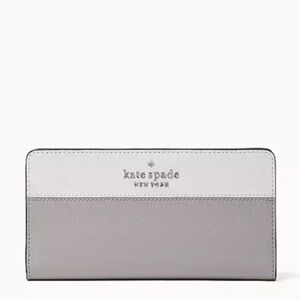 Kate Spade White and Grey Staci Large Wallet